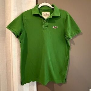 Hollister Men's Green Cotton Polo Short Sleeve, Size Large